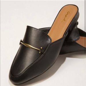 Faux Leather Loafer Mules